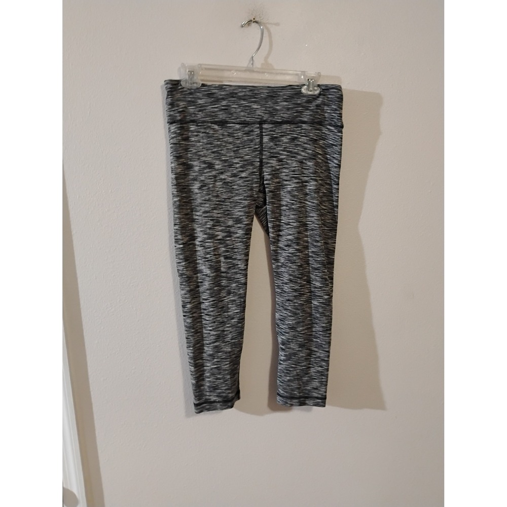 90 Degree by Reflex Womens Black White Space Dye Cropped Leggings Size Large